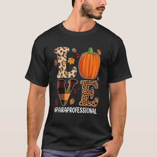 Pumpkin Paraprofessional Loves Leopard Autumn Fall T-shirt (Voorkant)
