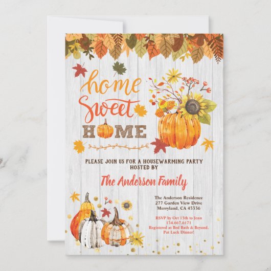 Pumpkin-partij voor de opwarming van het huishoude kaart (Voorkant)