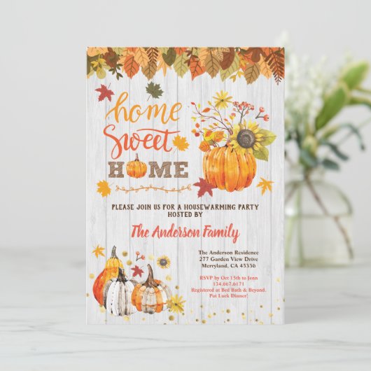 Pumpkin-partij voor de opwarming van het huishoude kaart (Staand voorkant)