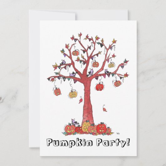 Pumpkin Party Halloween Kaart (Voorkant)
