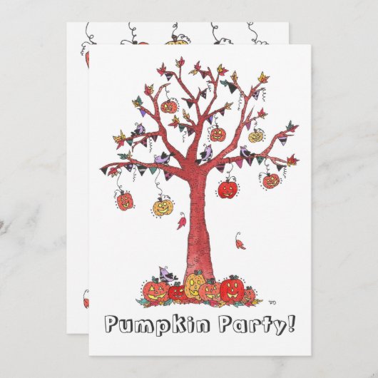 Pumpkin Party, uitnodiging van Halloween Party (Voorkant / Achterkant)