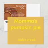 Pumpkin-pasteirecept Briefkaart (Voorkant / Achterkant)