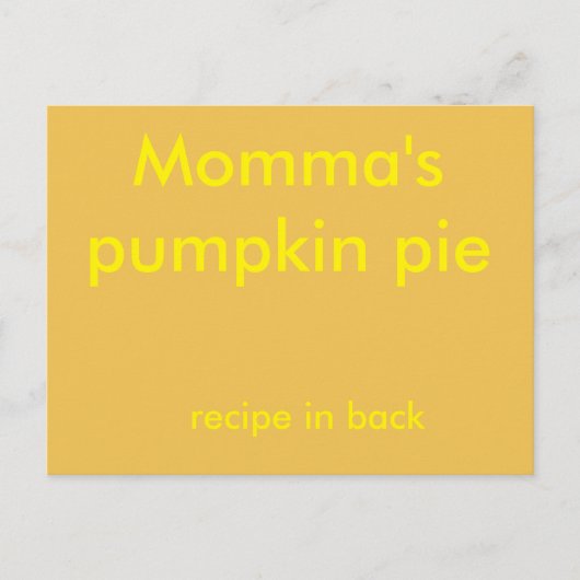 Pumpkin-pasteirecept Briefkaart (Voorkant)