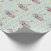 Pumpkin pastel elegant herfst florale herfst blauw cadeaupapier (Hoek)