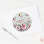 Pumpkin pastel elegant herfst florale herfst blauw ronde sticker (Envelop)