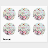 Pumpkin pastel elegant herfst florale herfst blauw ronde sticker (Vel)