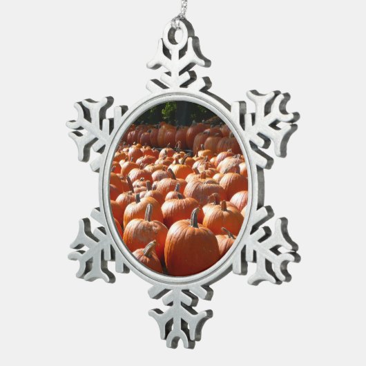 Pumpkin Patch Autumn Harvest Photography Tin Sneeuwvlok Ornament (Rechts)