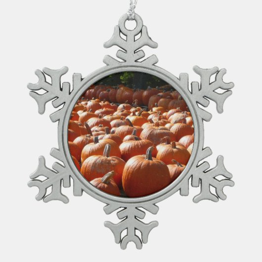 Pumpkin Patch Autumn Harvest Photography Tin Sneeuwvlok Ornament (Voorkant)