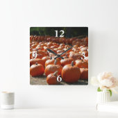 Pumpkin Patch Autumn Harvest Photography Vierkante Klok (Huis)