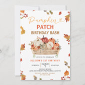 Pumpkin Patch Autumn Rustic Leaves First Birthday Kaart (Voorkant)