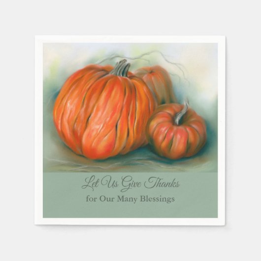 Pumpkin Patch Autumn Trio Pastel Art Thanksgiving Servet (Voorkant)