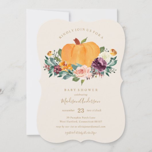 Pumpkin Patch Baby shower Herfst Uitnodiging (Voorkant)
