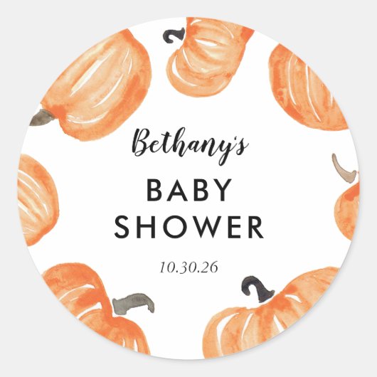 Pumpkin Patch Baby shower Ronde Sticker (Voorkant)