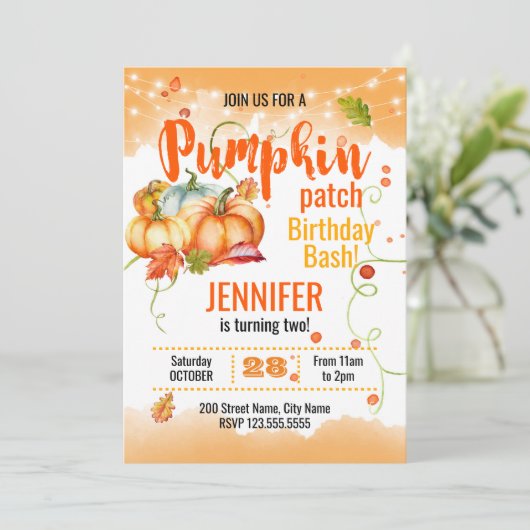 Pumpkin Patch Birthday Bash Kaart (Staand voorkant)