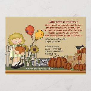 Pumpkin Patch Birthday Girl Invitation Kaart