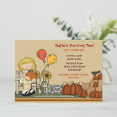 Pumpkin Patch Birthday Girl Invitation Kaart (Staand voorkant)