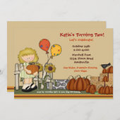 Pumpkin Patch Birthday Girl Invitation Kaart (Voorkant / Achterkant)