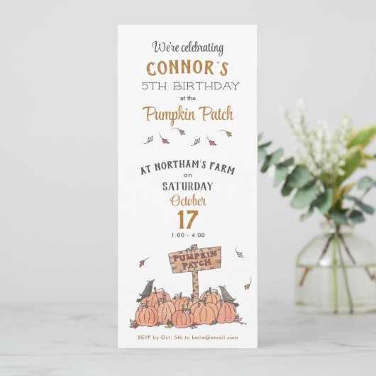 Pumpkin Patch Birthday Kaart (Staand voorkant)