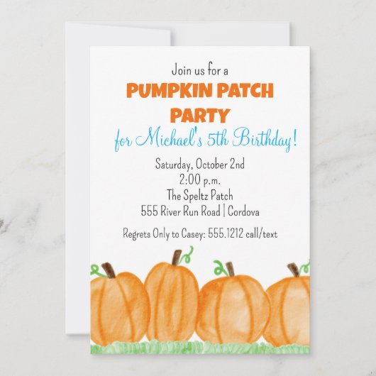 Pumpkin Patch Birthday Uitnodiging (Voorkant)