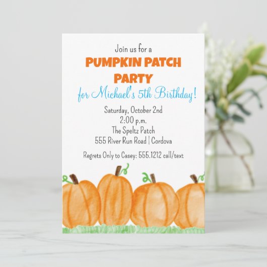 Pumpkin Patch Birthday Uitnodiging (Staand voorkant)