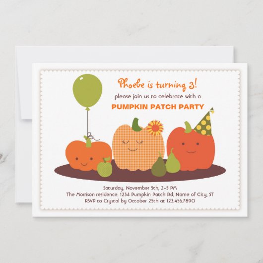 Pumpkin Patch Birthday Uitnodiging (Voorkant)