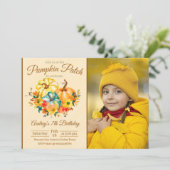 Pumpkin Patch Birthday with Photo Kaart (Staand voorkant)