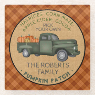 Pumpkin Patch Boerderij Rustic Herfst Pset  Truck Glazen Onderzetter