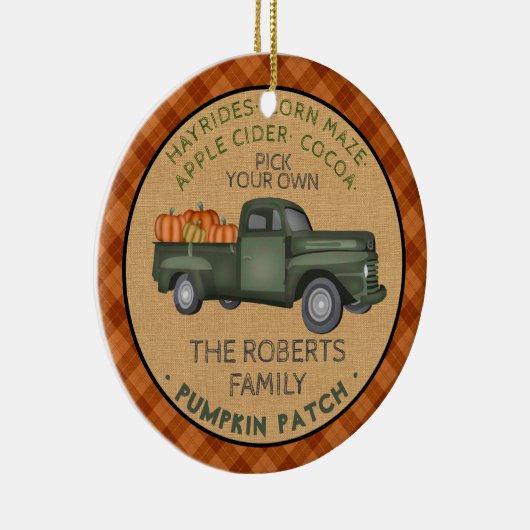 Pumpkin Patch Boerderij Rustic Herfst Pset  Truck Keramisch Ornament (Rechts)