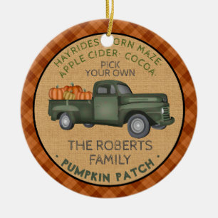Pumpkin Patch Boerderij Rustic Herfst Pset  Truck Keramisch Ornament