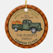 Pumpkin Patch Boerderij Rustic Herfst Pset  Truck Keramisch Ornament (Achterkant)