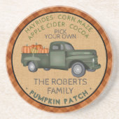 Pumpkin Patch Boerderij Rustic Herfst Pset Truck Zandsteen Onderzetter (Voorkant)