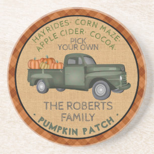 Pumpkin Patch Boerderij Rustic Herfst Pset  Truck Zandsteen Onderzetter