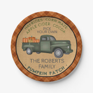Pumpkin Patch Boerderij Rustische Herfst  vrachtwa Papieren Bordje