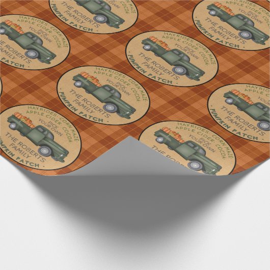 Pumpkin Patch Boerderij  Truck Herfst Pset Rustic Cadeaupapier (Hoek)