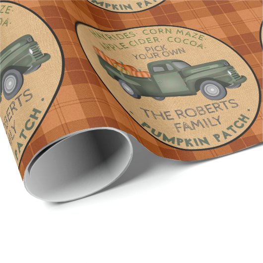 Pumpkin Patch Boerderij  Truck Herfst Pset Rustic Cadeaupapier (Rol Hoek)