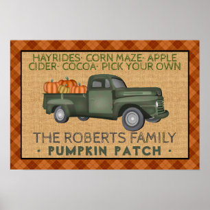 Pumpkin Patch Boerderij  Truck Herfst Pset Rustic Poster