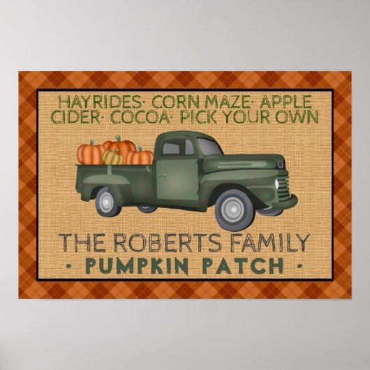 Pumpkin Patch Boerderij  Truck Herfst Pset Rustic Poster (Voorkant)