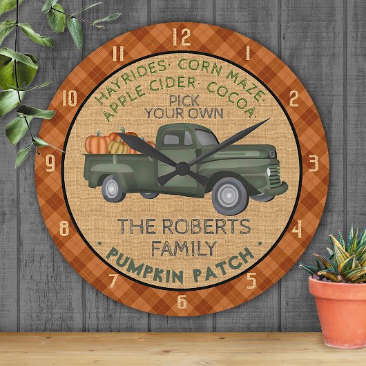 Pumpkin Patch Boerderij  Truck Herfst Pset Rustic Ronde Klok