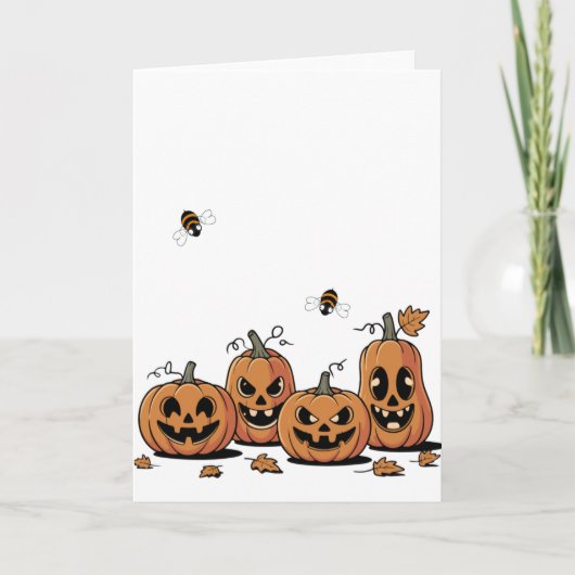 Pumpkin Patch Buzz – Busy Busy Bee Halloween Card Kaart (Voorkant)