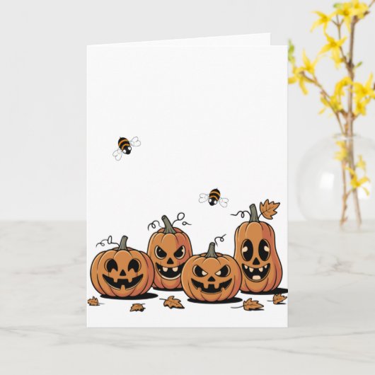 Pumpkin Patch Buzz – Busy Busy Bee Halloween Card Kaart (Gele Bloem)