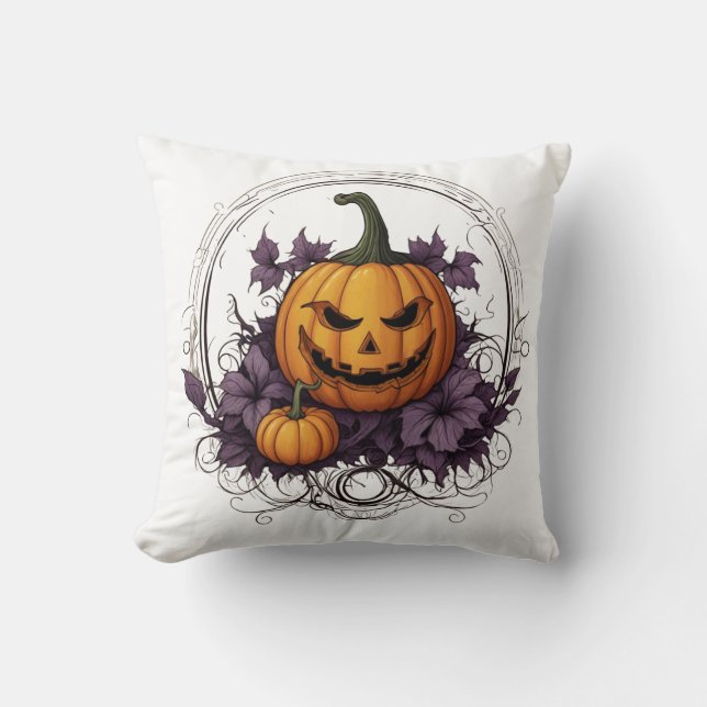 Pumpkin Patch Comfort: feestelijk Halloween Kussen (Voorkant)