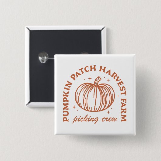 Pumpkin patch crew team vierkante button 5,1 cm (Voorkant /achterkant)