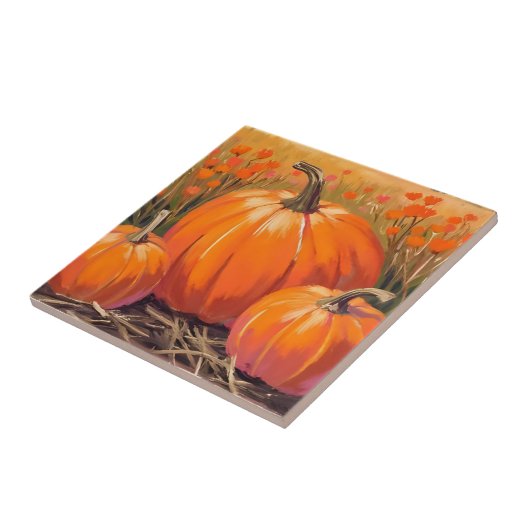 Pumpkin Patch Fall Foliage Watercolor Tegeltje (Zijkant)