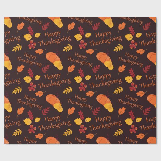 Pumpkin Patch & Falling Leaves Happy Thanksgiving Cadeaupapier (Vlak)