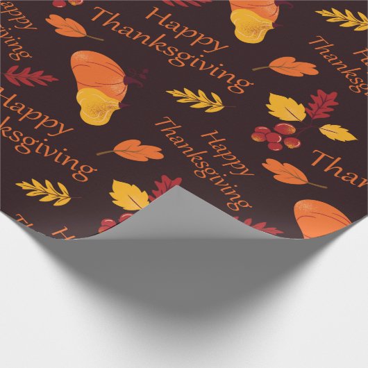 Pumpkin Patch & Falling Leaves Happy Thanksgiving Cadeaupapier (Hoek)