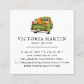 Pumpkin Patch Familie Boerderij  Truck Herfst Vierkante Visitekaartje (Achterkant)