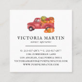 Pumpkin Patch Familie Boerderij  Truck Herfst Vierkante Visitekaartje (Achterkant)