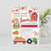 Pumpkin Patch Farmer Boys Red Gingham Birthday Kaart (Staand voorkant)