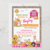 Pumpkin Patch Farmer Girls Pink Birthday Kaart (Voorkant)