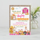 Pumpkin Patch Farmer Girls Pink Birthday Kaart (Staand voorkant)
